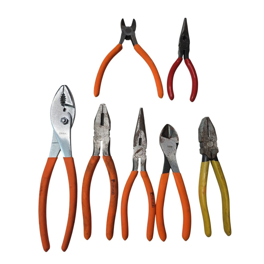 Pittsburgh Fuller Mixed Pliers Lot 7pc Needle Nose Slip Joint Diagonal Cutter K2
